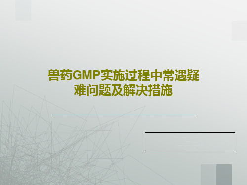 兽药GMP实施过程中常遇疑难问题及解决措施31页PPT