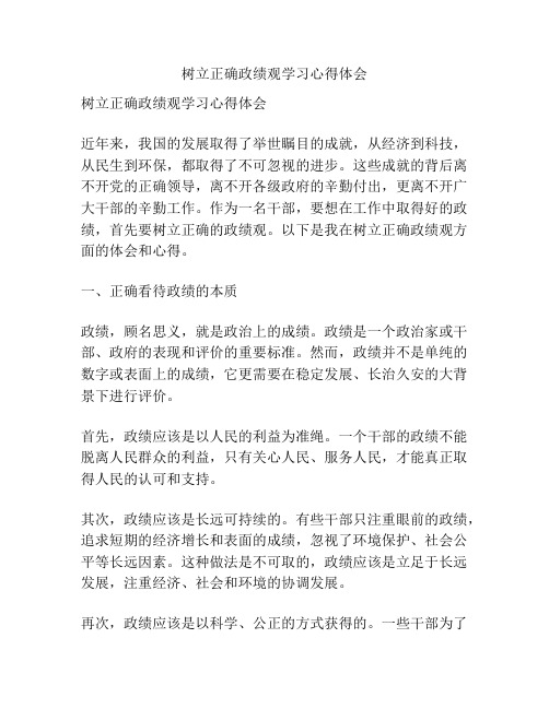 树立正确政绩观学习心得体会