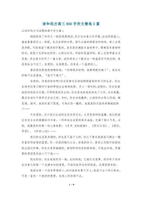 诗和远方高三800字作文精选5篇