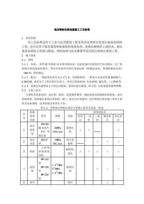 高压喷射注浆地基施工工艺标准