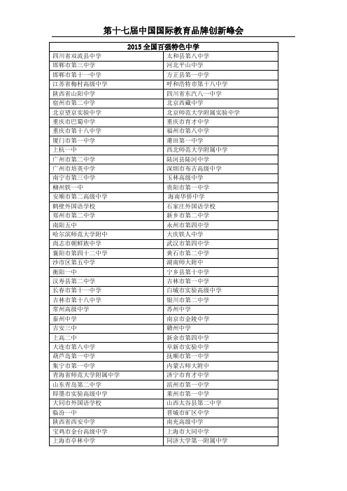 2015全国百强特色中学