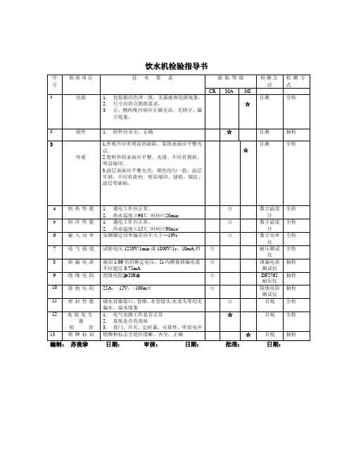 饮水机检验指导书