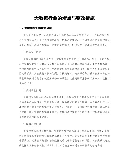 大数据行业的堵点与整改措施