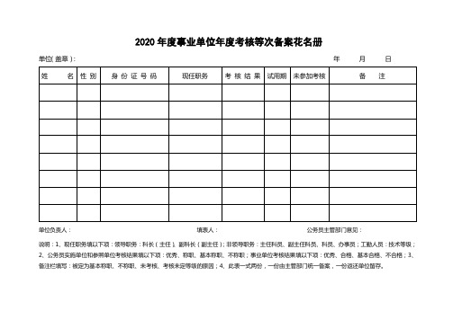 事业单位年度考核备案花名册