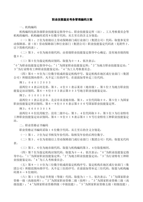 职业技能鉴定考务管理编码方案