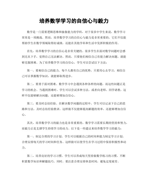 培养数学学习的自信心与毅力