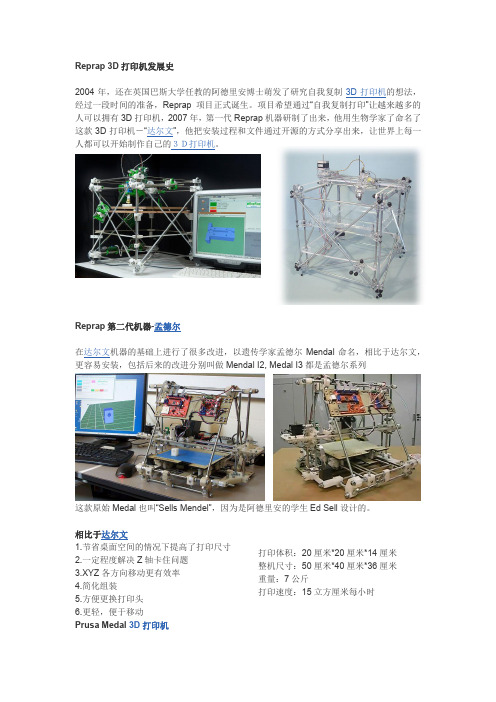 Reprap 3D打印机发展史