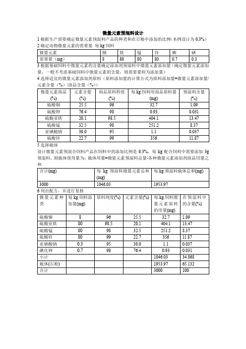 微量元素预混料设计