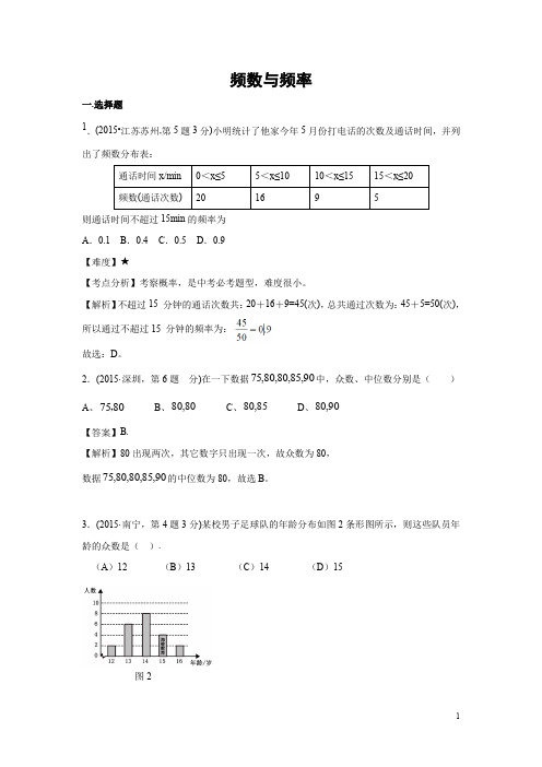 华师大版七年级数学专题15 频数与频率