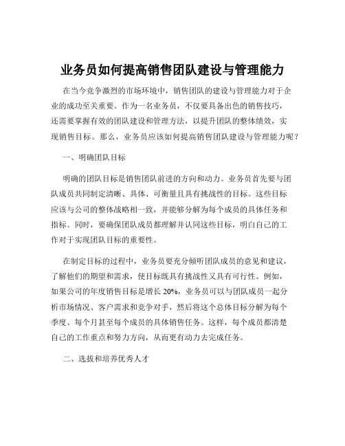 业务员如何提高销售团队建设与管理能力