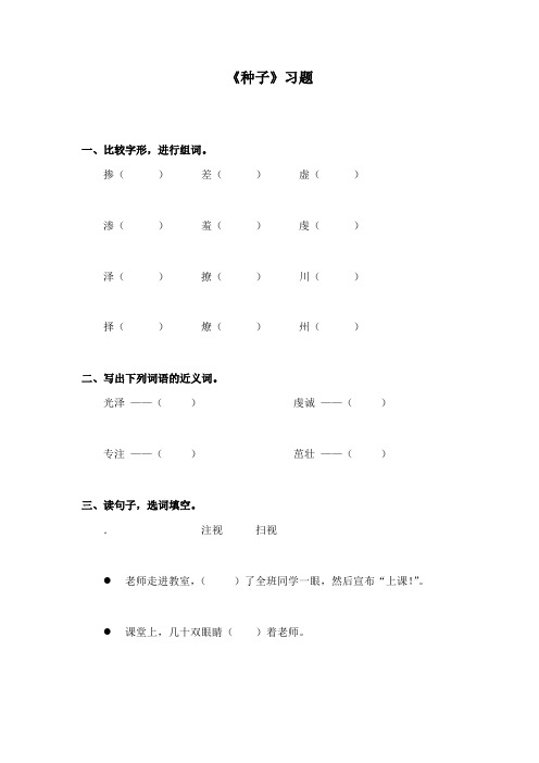 最新语文S版小学语文四年级下册《种子》精品习题