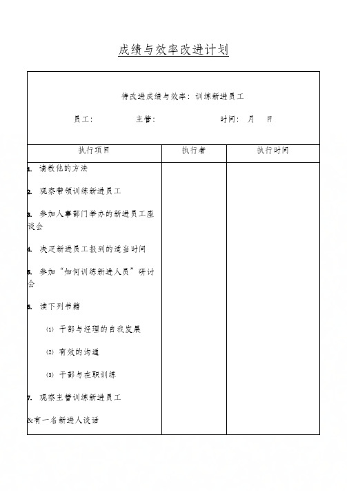 成绩与效率改进计划