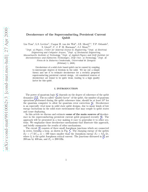 Decoherence of the Superconducting Persistent Current Qubit