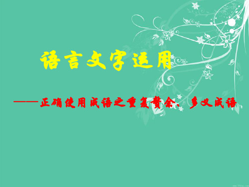 广东省和平县合水镇合水中学高三一轮复习语文课件：正确使用成语之重复赘余、多义成语 (共27张PPT)