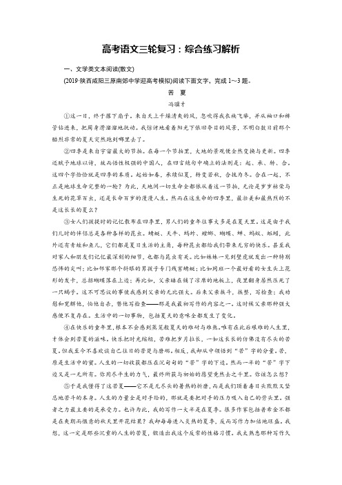 高考语文三轮复习：综合练习解析