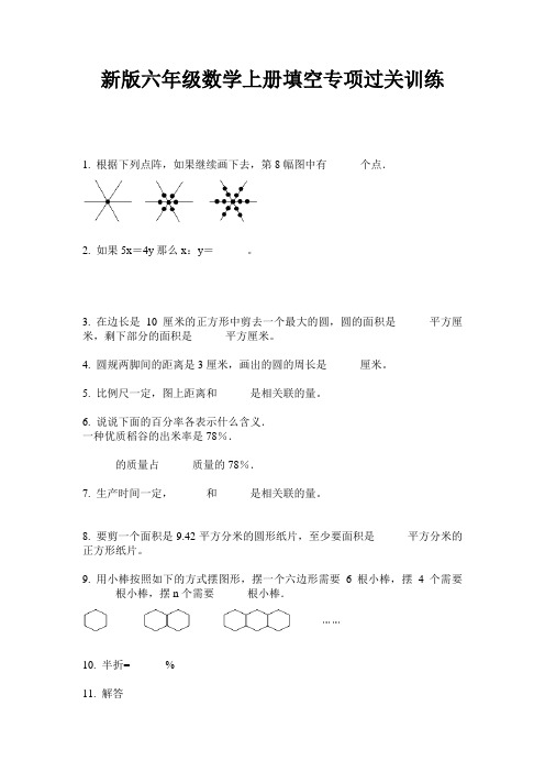 新版六年级数学上册填空专项过关训练