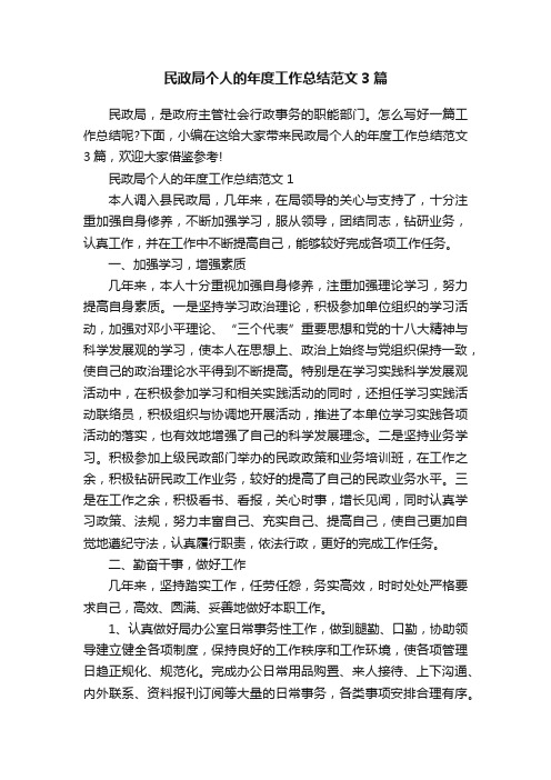 民政局个人的年度工作总结范文3篇