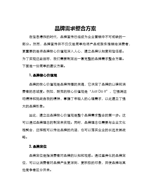 品牌需求整合方案