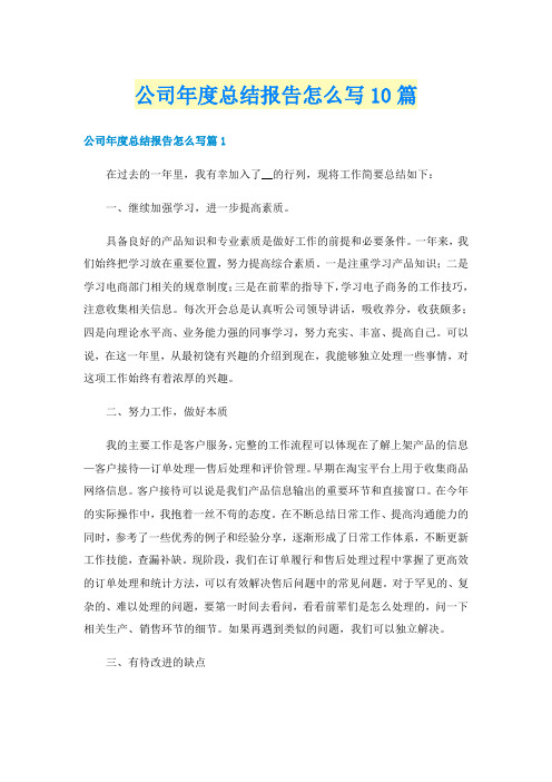 公司年度总结报告怎么写10篇