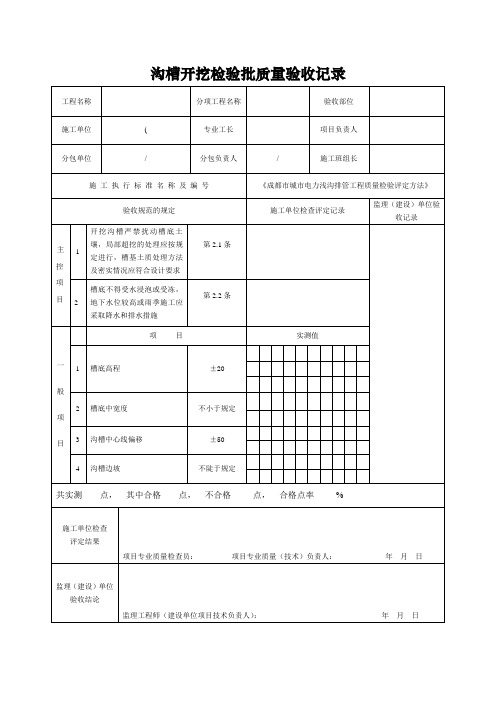 沟槽开挖检验批质量验收记录