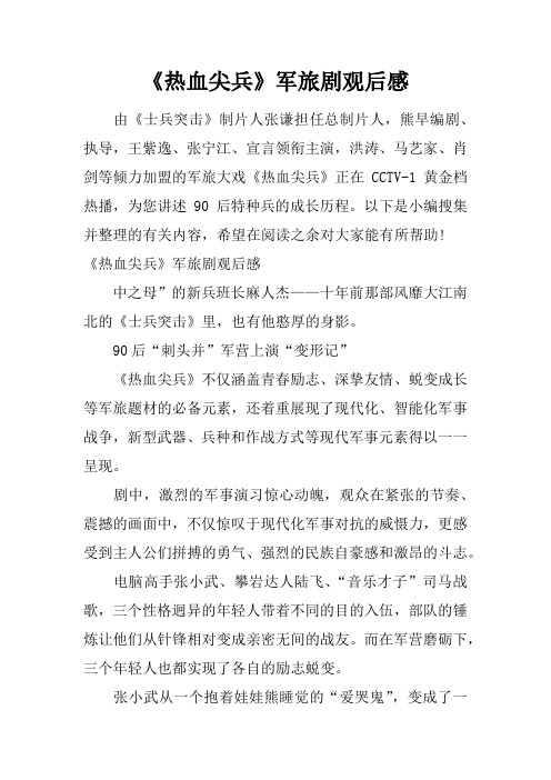 《热血尖兵》军旅剧观后感
