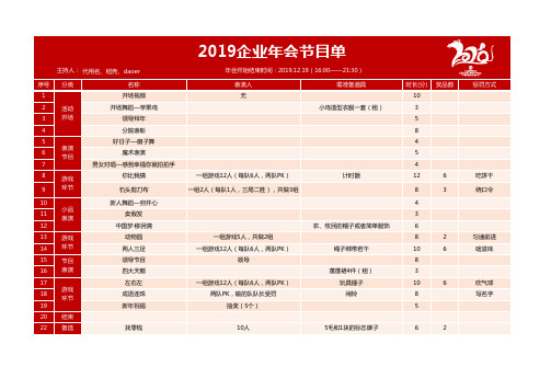 企业年会节目单