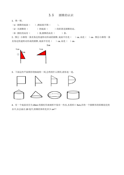 人教版六年级数学下册第三单元  圆柱与圆锥3.5圆锥的认识 练习