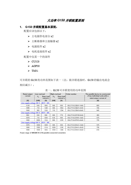 西门子变频器G150大功率并联的配置和调试要点