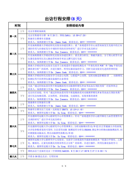 (样表)出访行程(中文)