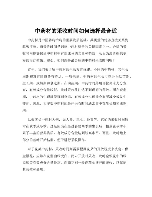 中药材的采收时间如何选择最合适