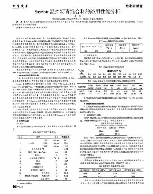 Sasobit温拌沥青混合料的路用性能分析