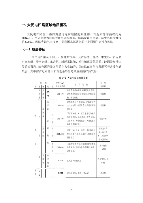 石油地质学课程设计《大民屯凹陷储集层盖层发育及有利油气区预测》