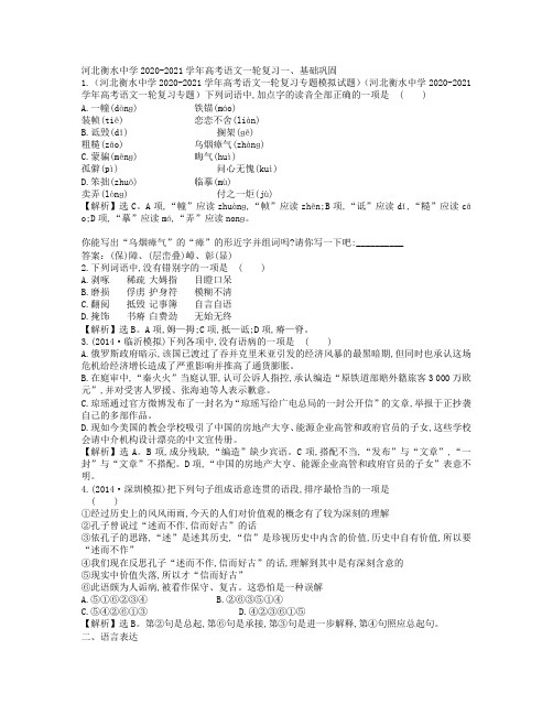 河北衡水中学2020-2021学年高考语文一轮复习专题模拟试题234