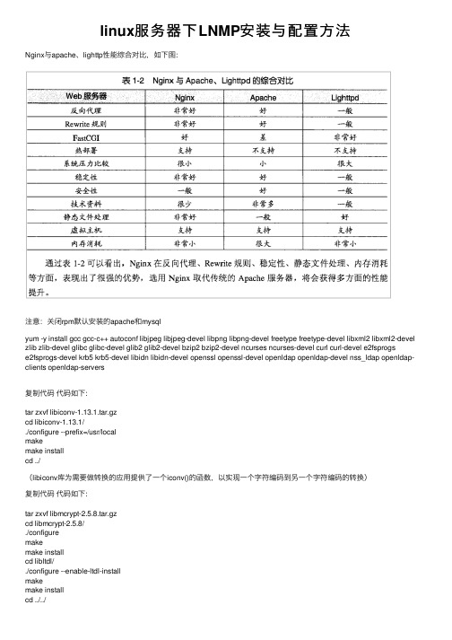 linux服务器下LNMP安装与配置方法