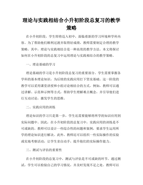 理论与实践相结合小升初阶段总复习的教学策略