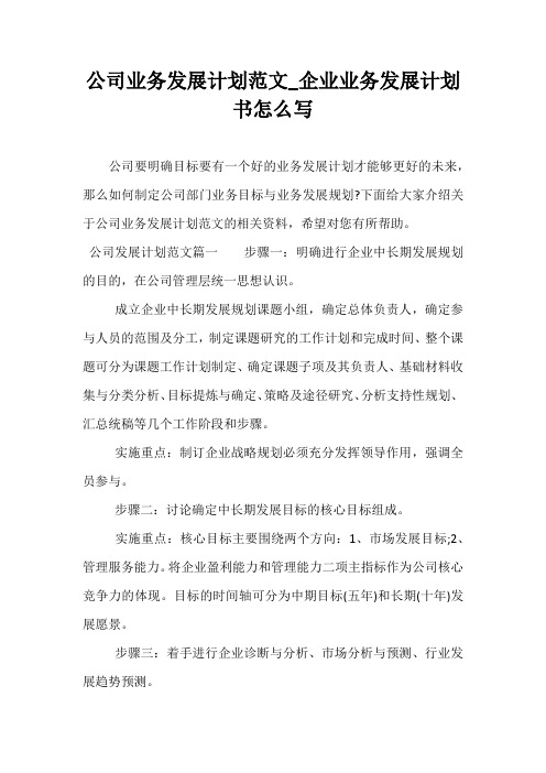 公司业务发展计划范文_企业业务发展计划书怎么写