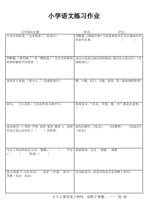 小学五年级语文精题选做II (55)