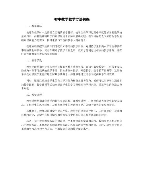 初中数学教学方法初探