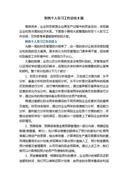 财务个人实习工作总结8篇