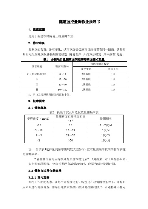 隧道监控量测作业指导书