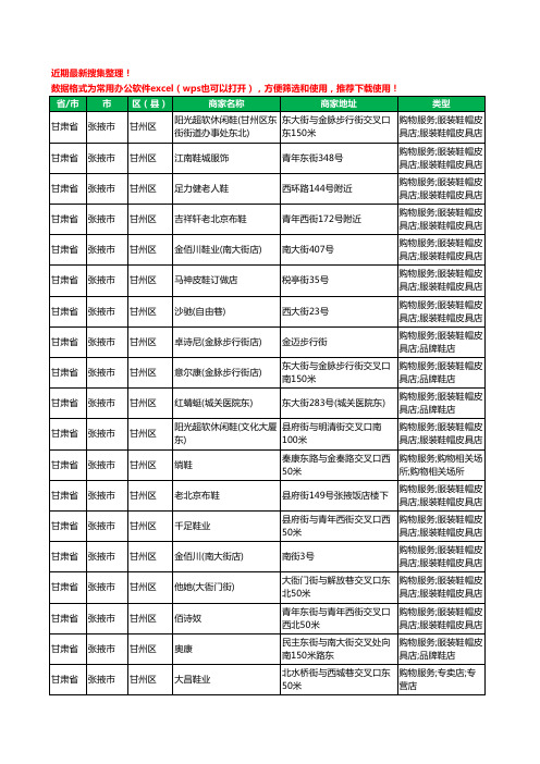 2020新版甘肃省张掖市甘州区鞋工商企业公司商家名录名单黄页联系方式大全56家