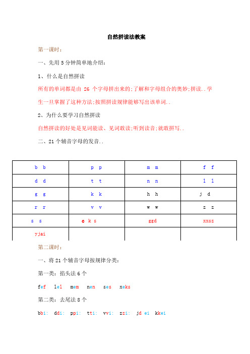 自然拼读法的教案