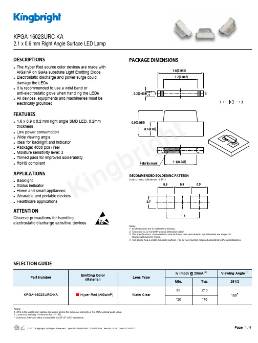 Hyper Red SMD LED 产品说明书