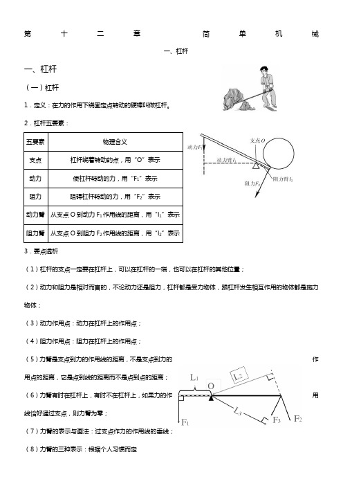 八年级物理简单机械知识点及练习