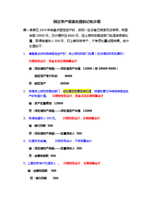 固定资产报废处理的记帐步骤