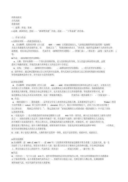 西欧戏剧史复习资料精品名师资料