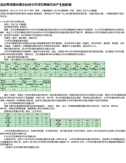 浅议黄河调水调沙后对小开河引黄闸引水产生的影响