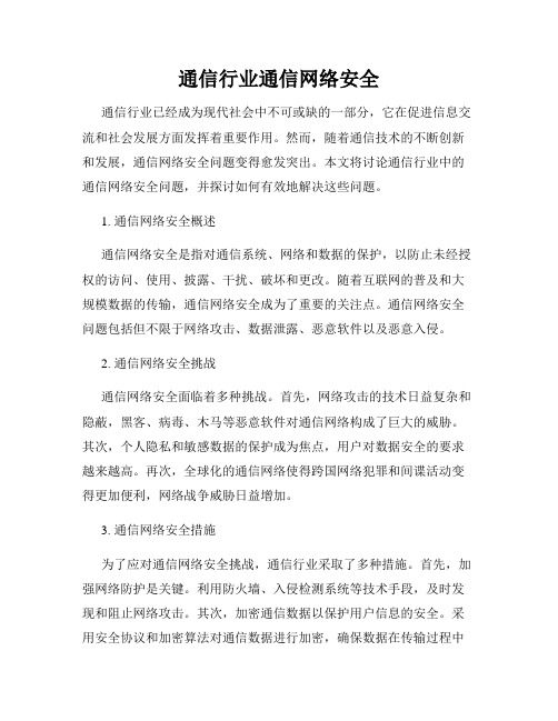 通信行业通信网络安全