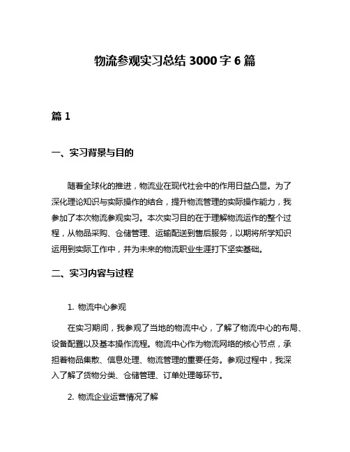 物流参观实习总结3000字6篇