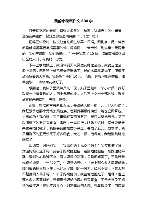 我的小秘密作文800字